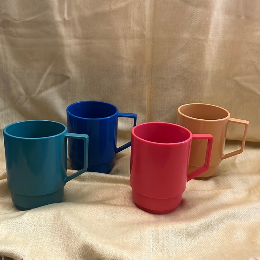 4 mug bundle - green blue yellow and orange